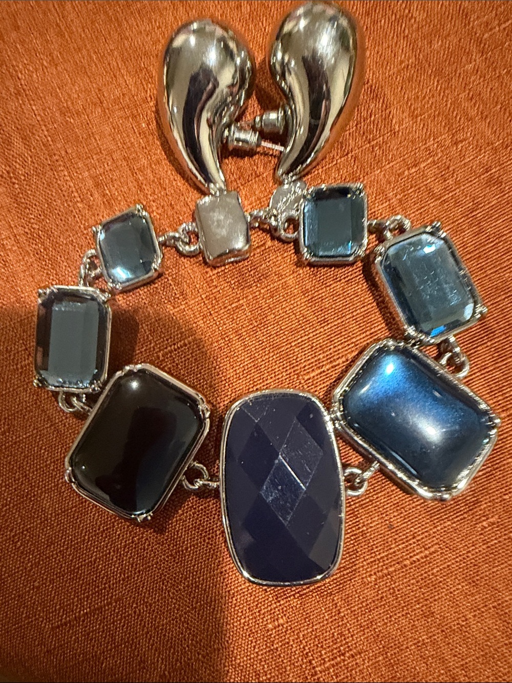 Women’s Blue Statement Bracelet - Silver Tone